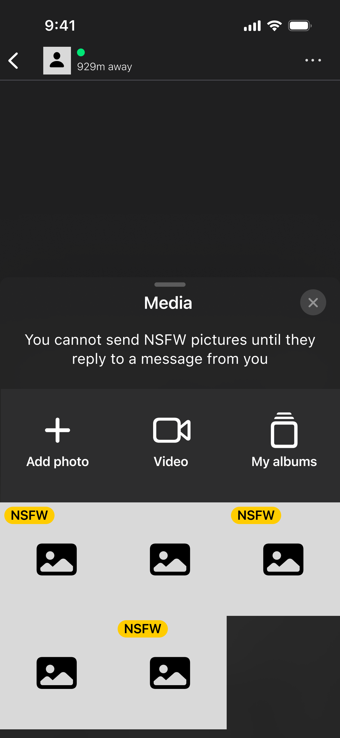A new message is shown when sending pictures, and a new NSFW label highlights which pictures the app has identified as being explicit.