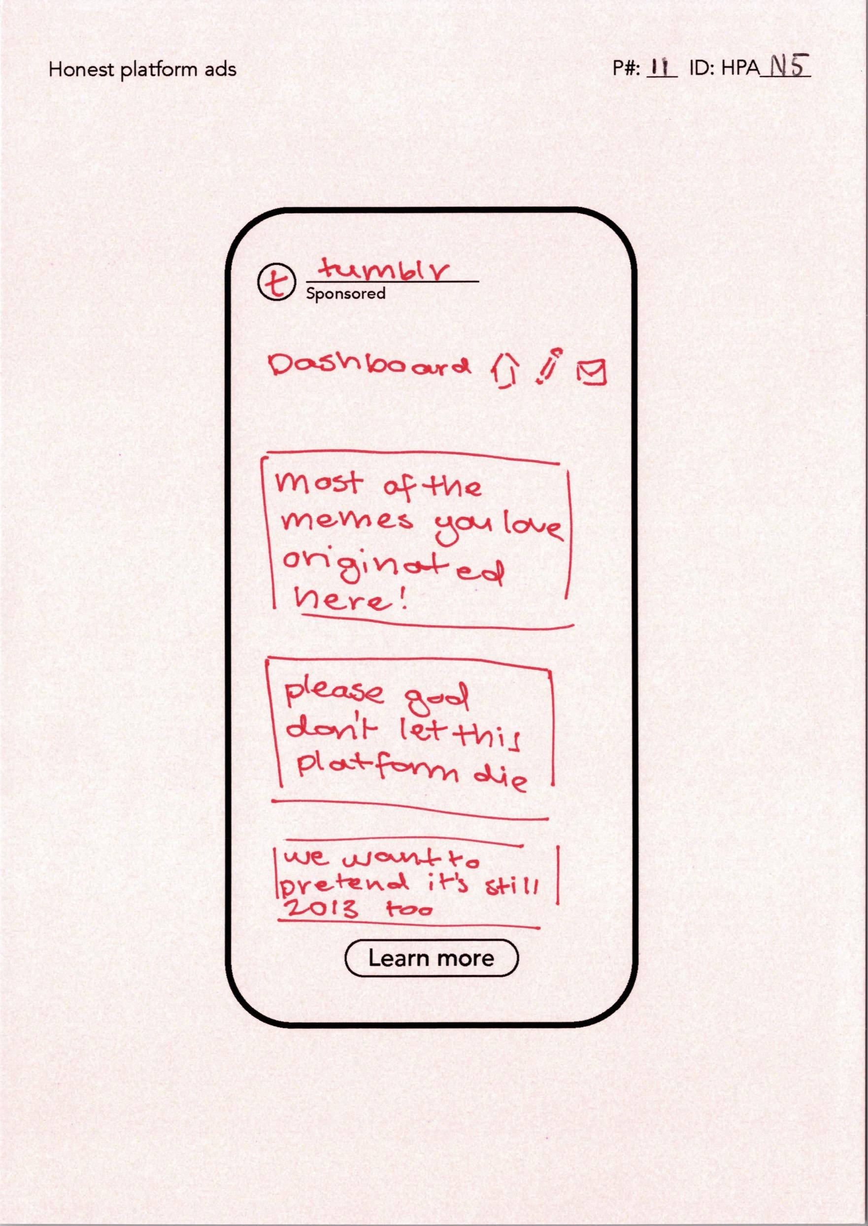 The Honest Social Platform Card P11 made for Tumblr.