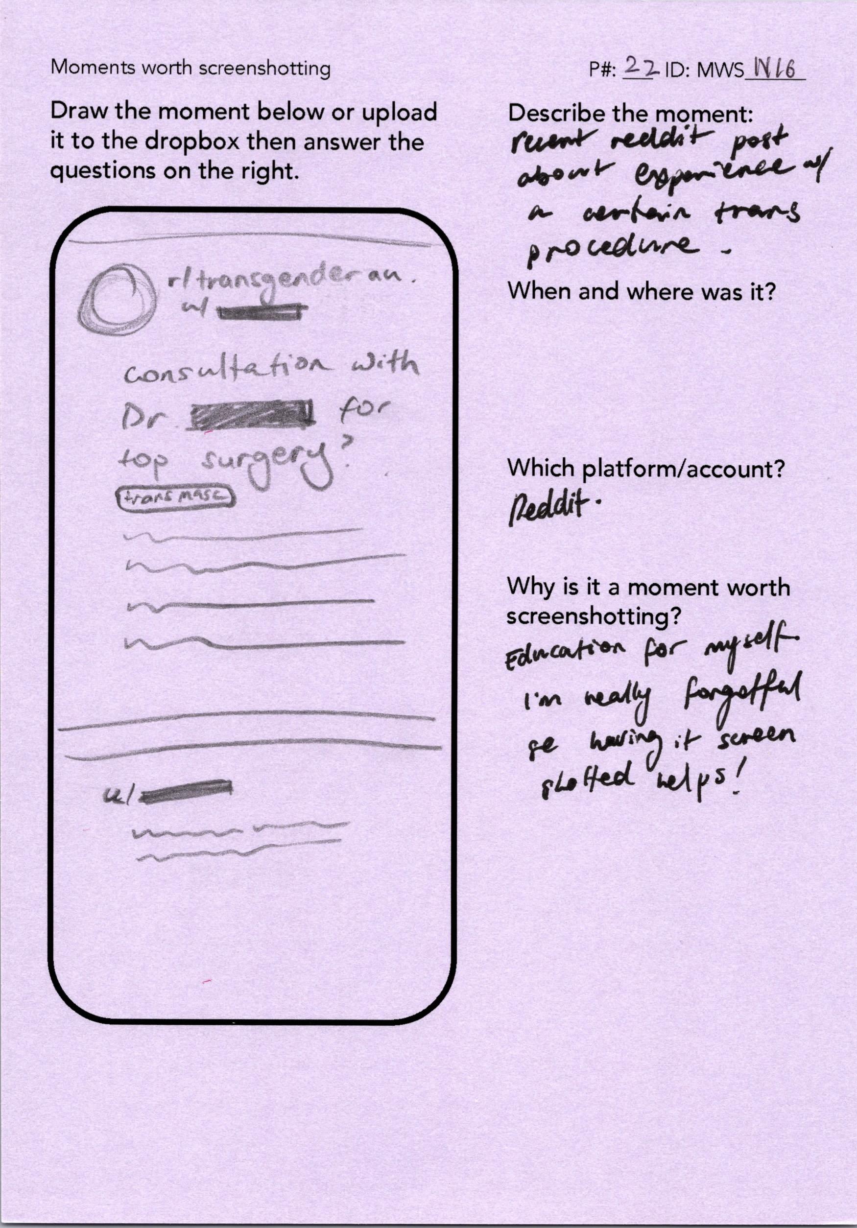 The Moment Worth Screenshotting card P22 made for a post he saw on Reddit.