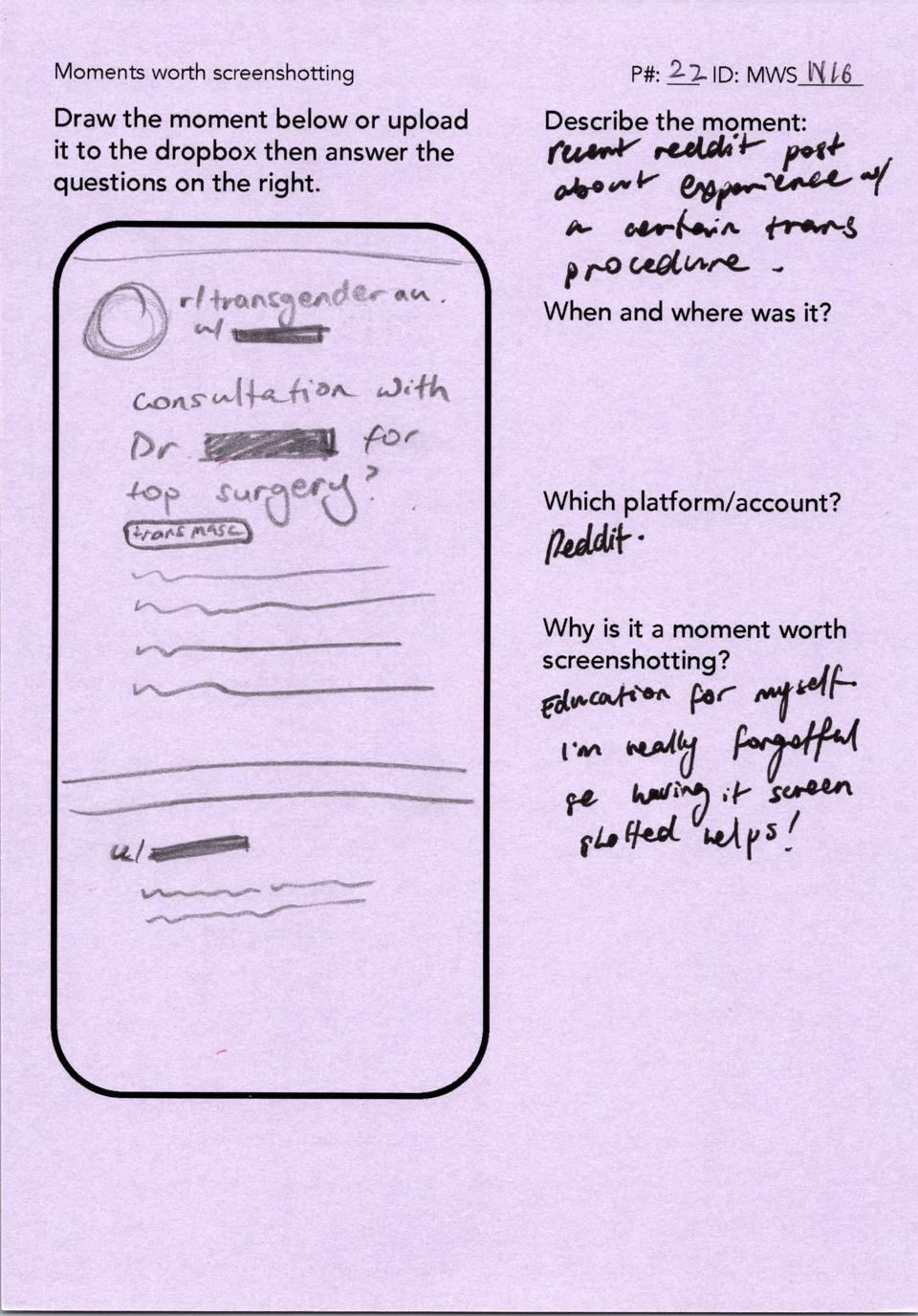 The Moment Worth Screenshotting card P22 made for a post he saw on Reddit.